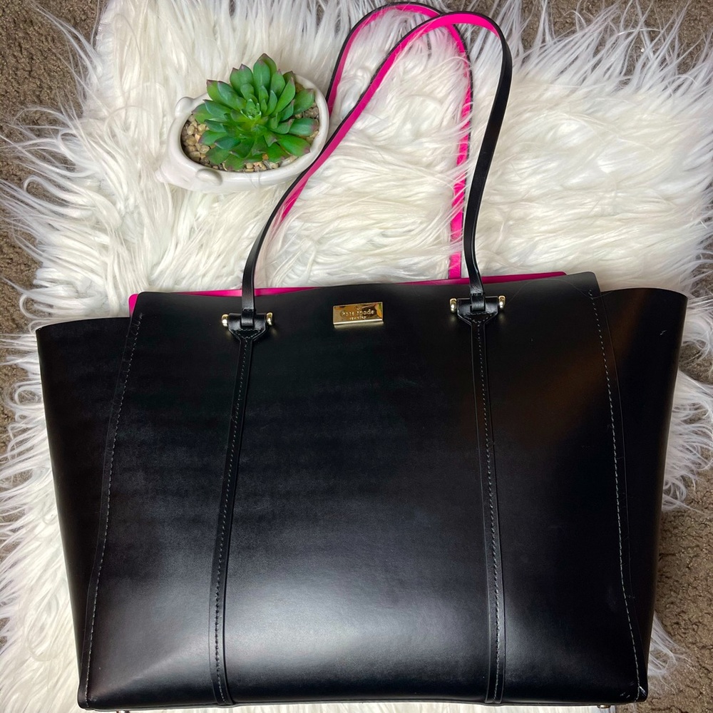 KATE SPADE ANELLE Black & Sweetheart Pink Tote